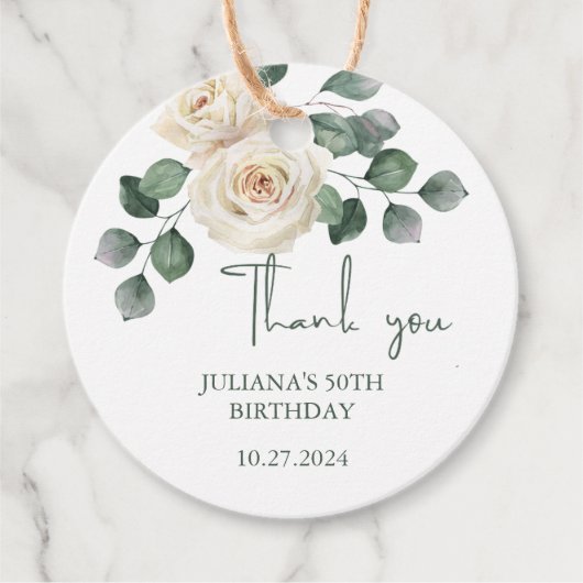 ホワイトとグリーンのバラありがとう フェイバータグ (正面)