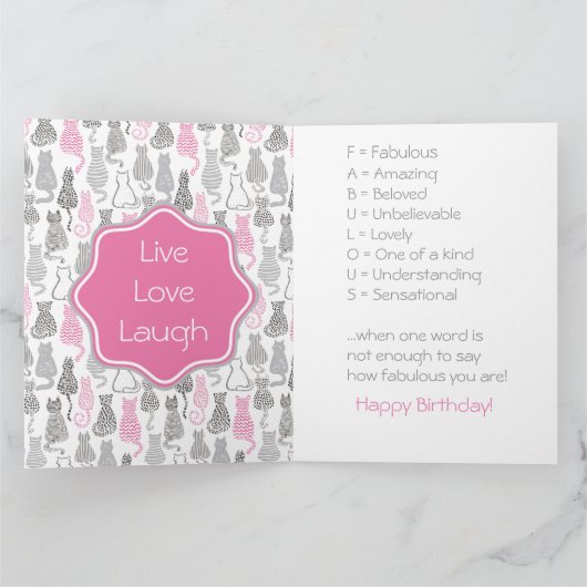 ホワイトとグレーのスケッチキャットギフトアイディア カード (内部)