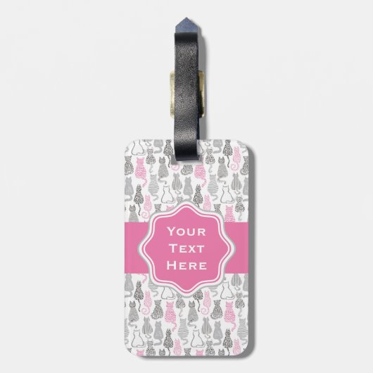 ホワイトとグレーのスケッチキャットギフトアイディア ラゲッジタグ (裏面縦)