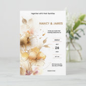 ホワイトとゴールデンのモダン結婚式招待状 招待状 (スタンド正面)