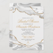 ホワイトとゴールドのアゲート大理石 ウェディング招待状 招待状 (正面/裏面)