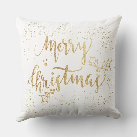 ホワイトとゴールドのクリスマスをお楽しみください クッション (裏面)