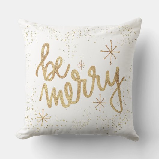 ホワイトとゴールドのクリスマスをお楽しみください クッション (正面)