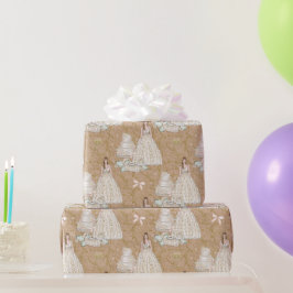 ホワイトとゴールドのブライダルウェディング ラッピングペーパー