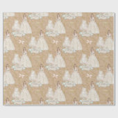 ホワイトとゴールドのブライダルウェディング ラッピングペーパー (フラット)