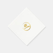 ホワイトとゴールドのモノグラム スタンダードカクテルナプキン (角)