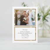 ホワイトとゴールドの写真感謝カード 招待状 (スタンド正面)