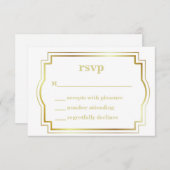 ホワイトとゴールドの出欠返信カード 出欠カード (正面/裏面)
