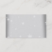 ホワイトとシルバーのスノーフレーク結婚の座席表 プレイスカード (裏面)