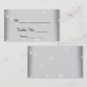 ホワイトとシルバーのスノーフレーク結婚の座席表 プレイスカード (正面/裏面)