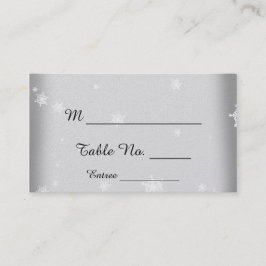 ホワイトとシルバーのスノーフレーク結婚の座席表 プレイスカード