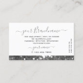 ホワイトとシルバーのスパークルグリッターダイヤモンドスタイリッシュ 名刺 (裏面)