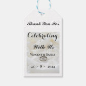 ホワイトとシルバー結婚のリングや輪 ギフトタグ (正面)