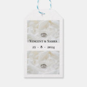 ホワイトとシルバー結婚のリングや輪 ギフトタグ (裏面)