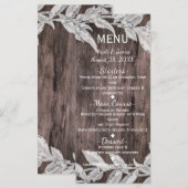 ホワイトとシルバー葉のと素朴ウッドのメエレガントニュー メニュー (正面/裏面)