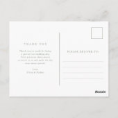 ホワイトとセージ文字と写真 | 結婚感謝 ポストカード (裏面)