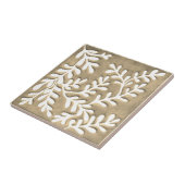 ホワイトとタウペのリーフセラミックタイル タイル (側面)