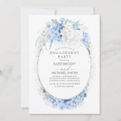 ホワイトとダスティーブルーフローラ婚約パーティ 招待状 (正面)