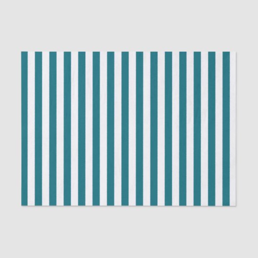 ホワイトとティール（緑がかった色）ブルーストライプズ 薄葉紙 (正面)