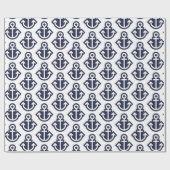 ホワイトとネイビーのいかりラッピング紙 ラッピングペーパー (フラット)