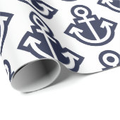 ホワイトとネイビーのいかりラッピング紙 ラッピングペーパー (ロールコーナー)