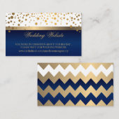 ホワイトとネイビーブルーの金ゴールド紙吹雪ドットWebサイト エンクロージャーカード (正面/裏面)
