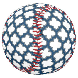 ホワイトとネイビーブルートレリス、ラティス、クローバー ソフトボール