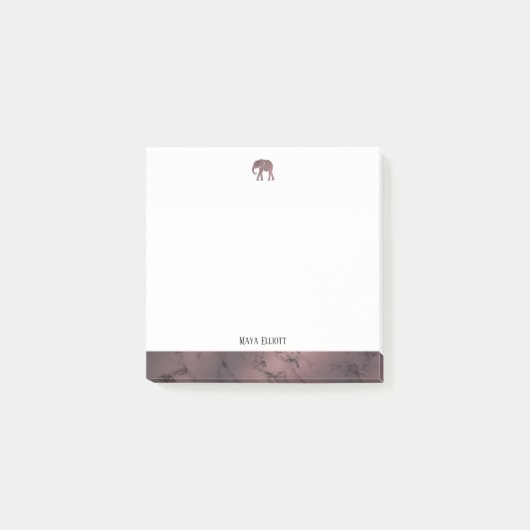 ホワイトとバラ金ゴールドマーブルエレファント&縁ど ポストイット (正面)