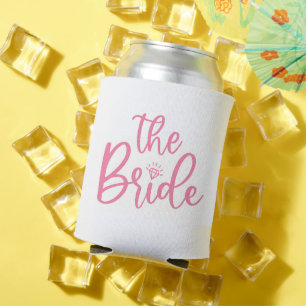 ホワイトとピンクカスタムの結婚花嫁 缶クーラー