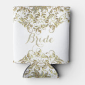 ホワイトとフェイクグリッター&金ゴールドフローラレース 缶クーラー (正面)