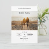 ホワイトとブラウンのミニマル結婚式招待状 招待状 (スタンド正面)