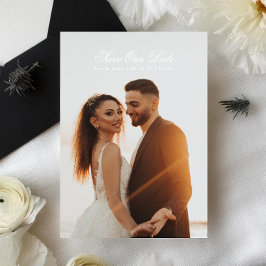 ホワイトとブラックのプレミアムクラシック書道写真 セーブザデート