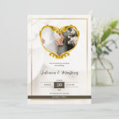 ホワイトとブラックシンプル結婚式招待状 招待状 (スタンド正面)