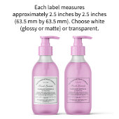 ホワイトとブラック文字化粧品付きラベル2.5インチx 2.5インチ シール