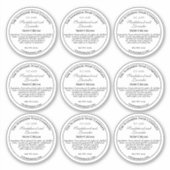 ホワイトとブラック文字化粧品瓶のふたラベル2.5" シール (正面)