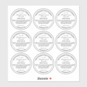 ホワイトとブラック文字化粧品瓶のふたラベル2.5" シール (シート)