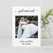 ホワイトとブルーの写真結婚の発表 招待状 (スタンド正面)