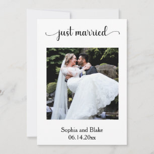 ホワイトとブルーの写真結婚の発表 招待状