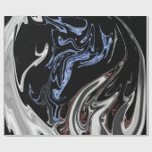 ホワイトとブルーの炎 抽象アート | 美術品 ラッピングペーパー (フラット)