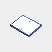 ホワイトとブルーグリッターフラミンゴ縁ど&名付き ポストイット (アングル)