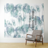 ホワイトとブルー葉の写真ブースの背景 タペストリー (インサイチュ(横))