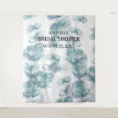 ホワイトとブルー葉の写真ブースの背景 タペストリー (正面)