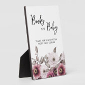 ホワイトとプラムの花のベビーサイン 本 フォトプラーク (側面)