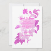 ホワイトとホットピンクのフローラバラ結婚式招待状 招待状 (正面)