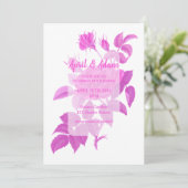 ホワイトとホットピンクのフローラバラ結婚式招待状 招待状 (スタンド正面)