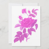 ホワイトとホットピンクのフローラバラ結婚式招待状 招待状 (裏面)