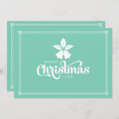 ホワイトとミントのクリスマスベルとテキストデザイン シーズンカード (正面/裏面)