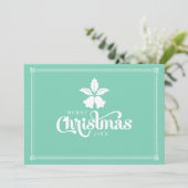 ホワイトとミントのクリスマスベルとテキストデザイン シーズンカード (スタンド正面)
