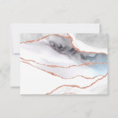 ホワイトとローズゴールドのアゲート結婚式出欠カード 出欠カード (裏面)