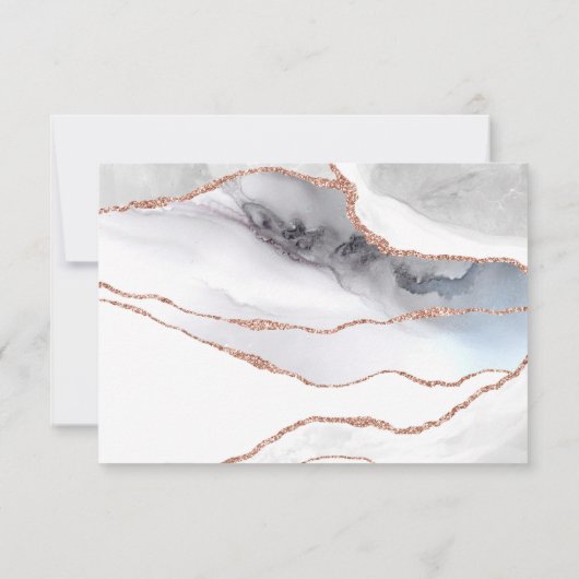 ホワイトとローズゴールドのアゲート結婚式出欠カード 出欠カード (裏面)